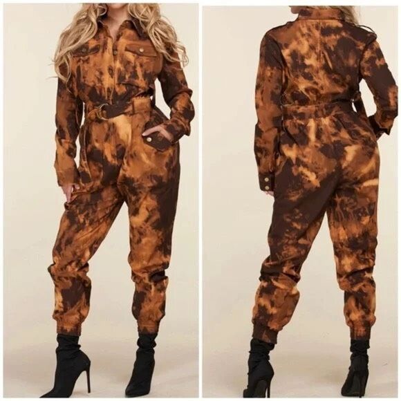 Femi Pants - Femi Sepia Tye Dye Jumpsuit Denim size M